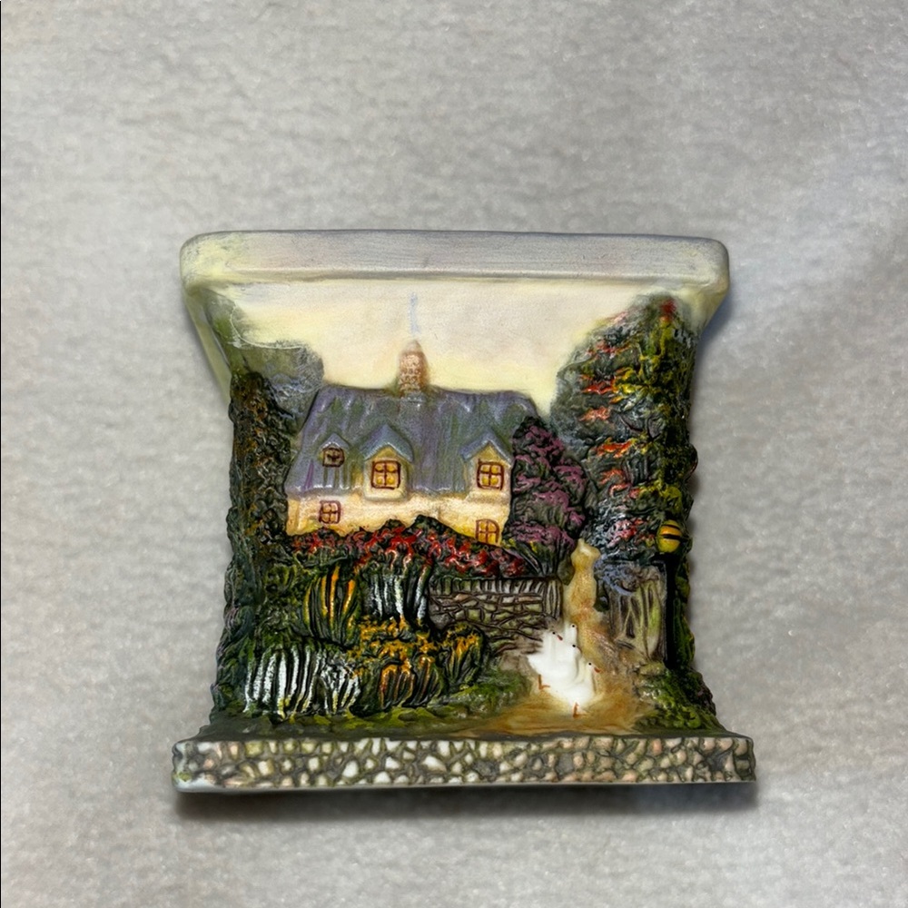 Thomas Kinkade - Charming Cottage Scene Art Piece Candle Holder